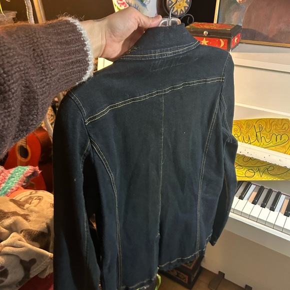 Illegal Jeans Y2K Embroidered Black Denim Jacket Medium - Picture 12 of 12